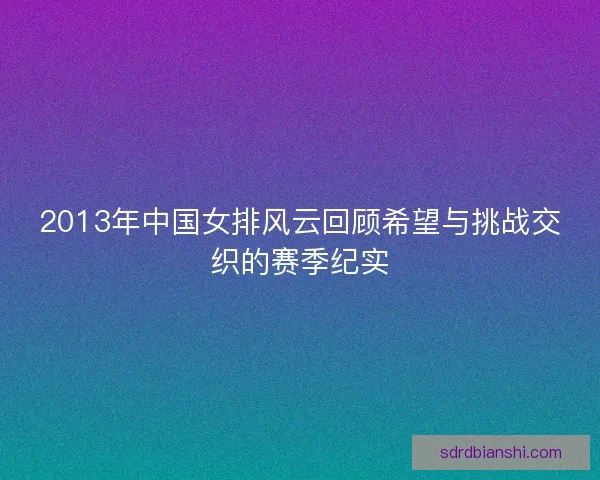 2013年中国女排风云回顾希望与挑战交织的赛季纪实