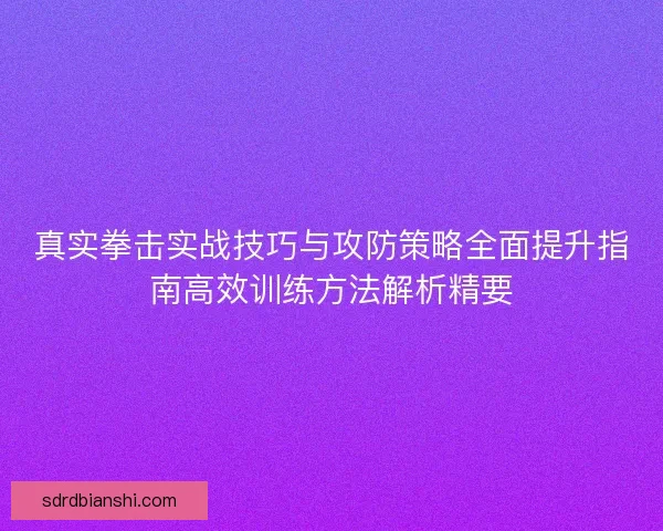 真实拳击实战技巧与攻防策略全面提升指南高效训练方法解析精要