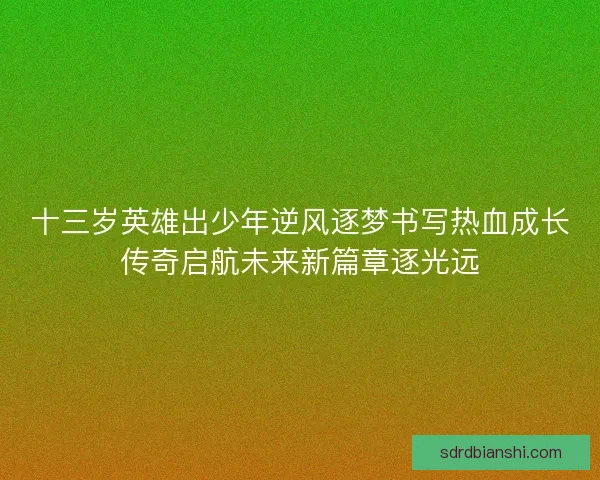 十三岁英雄出少年逆风逐梦书写热血成长传奇启航未来新篇章逐光远